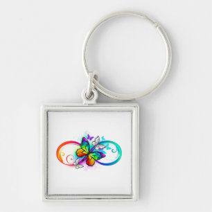 Porte-clés Bright infinity with rainbow butterfly