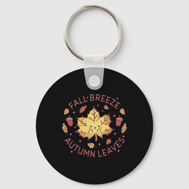 Porte-clés Brise automnale Feuilles d'automne Feuille d'érabl (Recto)