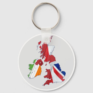 PORTE-CLÉS BRITISH ISLES MAP ET DRAPEAUX CLÉ BORD