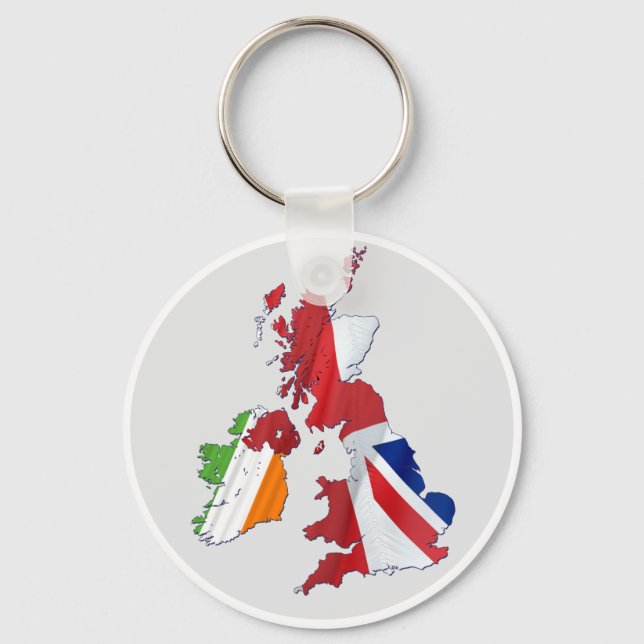 PORTE-CLÉS BRITISH ISLES MAP ET DRAPEAUX CLÉ BORD (Recto)