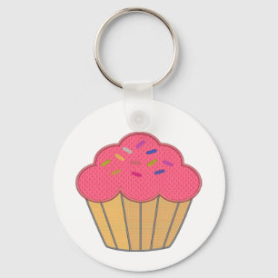 Porte-clés Broderie Faux Cupcake fraise Imprimer