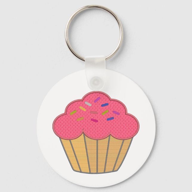 Porte-clés Broderie Faux Cupcake fraise Imprimer (Recto)