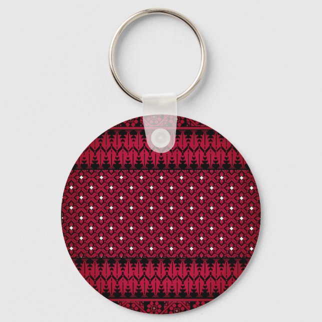 Porte-clés Broderie palestinienne Tatreez design imprimé (Recto)
