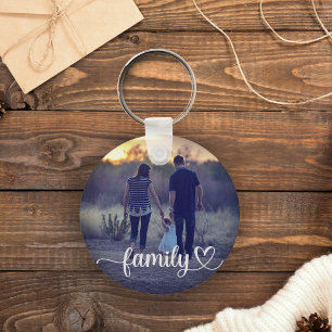 Porte-clés Brosse photo personnalisée Famille de script avec