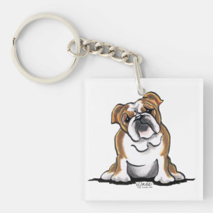Porte-clés Brown en blanc anglais Bulldog Sit Joty