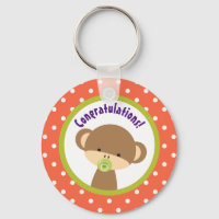 Brown singe-bébé avec Pacifier Félicitations