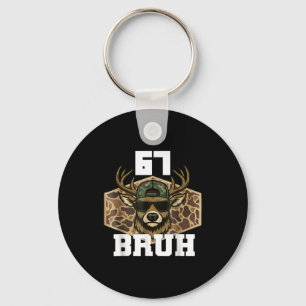 Porte-clés Bruh 67 Cerf Drôle de Cerf Chasse Camo Chapeau Jeu