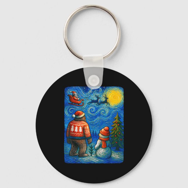 Porte-clés Bruh Bigfoot Snowman Starry Night Christmas Xmas M (Recto)
