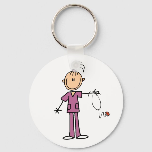 Porte-clés Brunette Stick Figure Nurse (Recto)