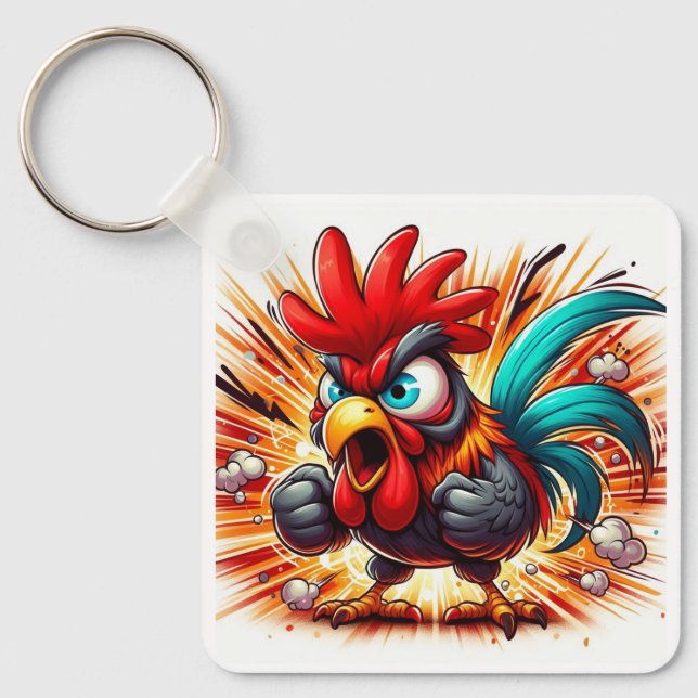 Porte-clés "Buddy Rooster" Double Sided Aluminum Keychain (Recto)