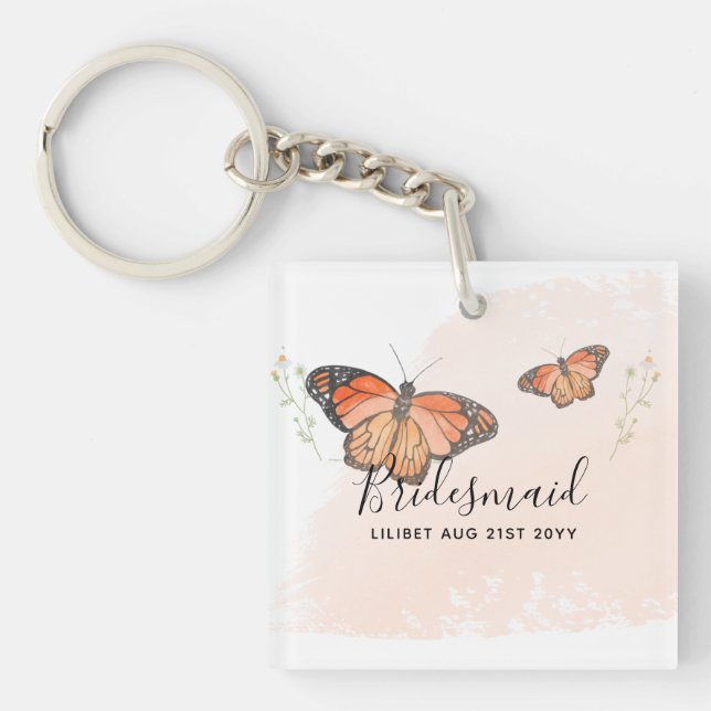 Porte-clés BUDGET Bridesmaid Parti de mariage Dons BUTTERFLIT (Devant)