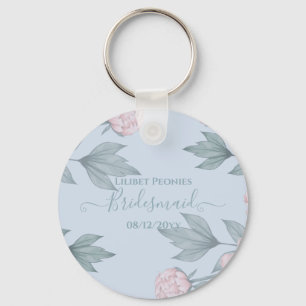 Porte-clés Budget Pêcher Floral Dusty Blue Sage Mariage feuil