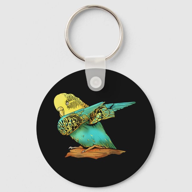 Porte-clés Budgie Budgerigar Dabbing (Recto)