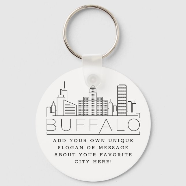 Porte-clés Buffalo, New York Stylisé Skyline | Slogan personn (Recto)