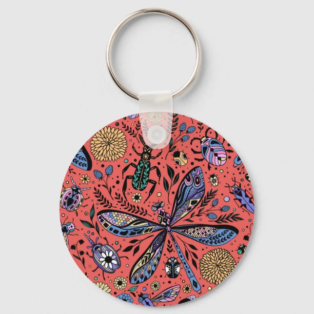 Porte-clés Bugs de Doodle sur corail rouge (Recto)
