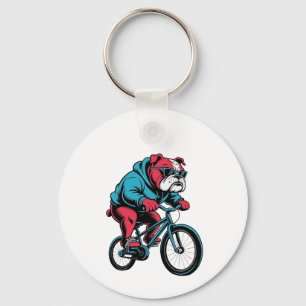 Porte-clés Bulldog cycliste