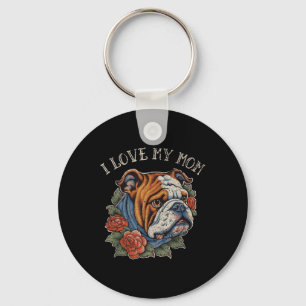 Porte-clés Bulldog I Love Maman Chien Tattoo