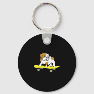 Porte-clés Bulldog Skateboard Chien Patineur Bulldog