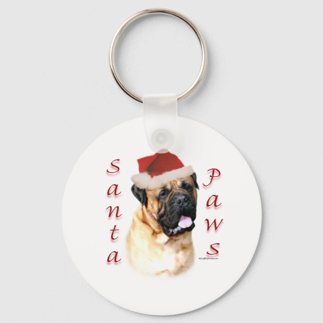 Porte-clés Bullmastiff Père Noël Paws (Recto)