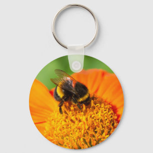 Porte-clés Bumblebebe Sur Fleur Orange