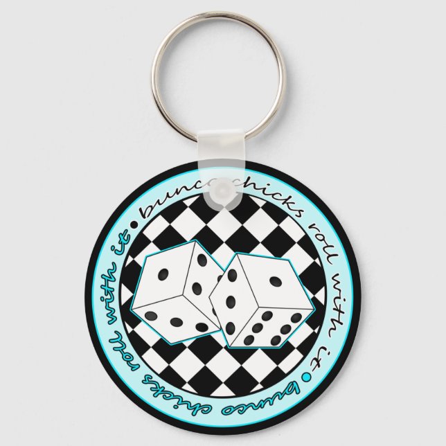 Porte-clés Bunco Chicks Roll with It - Bleu (Recto)