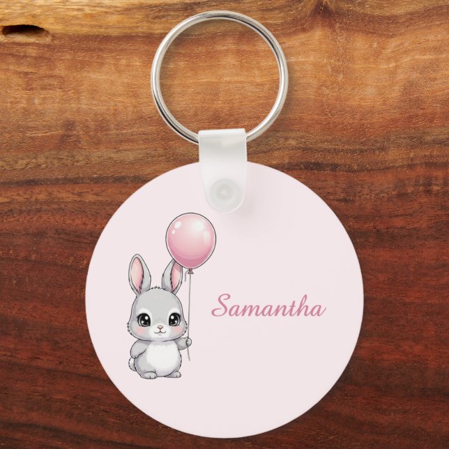 Porte-clés Bunny key Chain, Any Name, Girl, Boy Kid (Recto)
