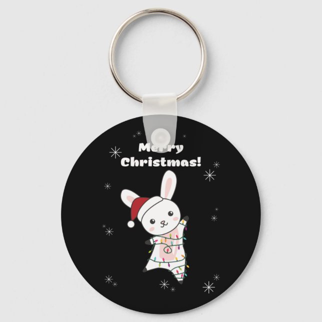 Porte-clés Bunny Merry Christmas Winter Animals Rabbits (Recto)