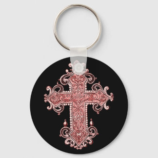 Porte-clés Burgundy Pink Cross Porte - clé d'art Vintage !
