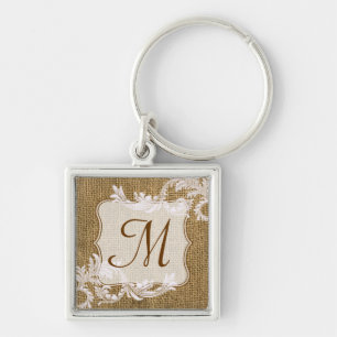Porte-clés Burlap Pays Dentelle Appliquée Rustique Porte - cl