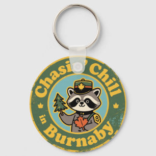 Porte-clés Burnaby BC Raton laveur Chill Vintage