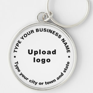 Porte-clés Business Brand White Round Premium Keychain