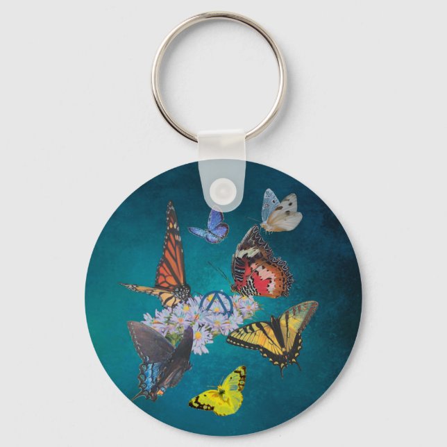 Porte-clés butterflies sobriety symbol acrylic round keychain (Recto)
