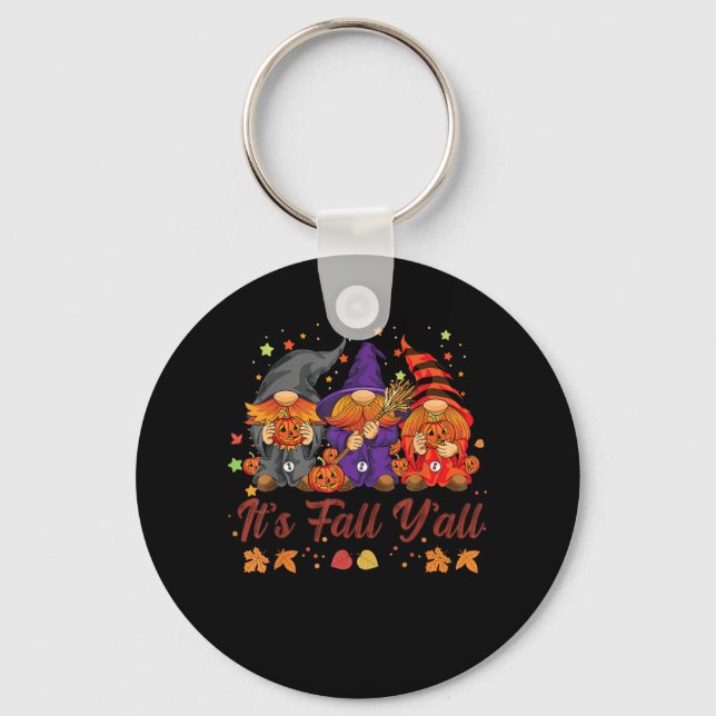 Porte-clés C’est automne Y’all Halloween Gnomes Citrouille au (Recto)
