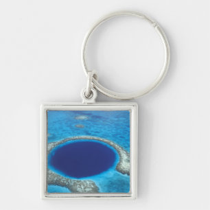 Porte-clés CA, Belize. Vue aérienne du trou bleu (diamètre