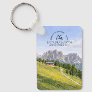 Porte-clés Cabane alpine dans les Dolomites Aquarelle Paysage