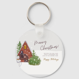 Porte-clés Cabane d'hiver cosy & Bonhomme de neige   Noël à l