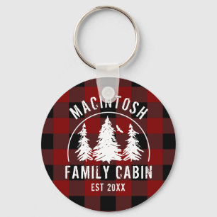 Porte-clés Cabine Nom de famille Rustic Red Buffalo Plaid
