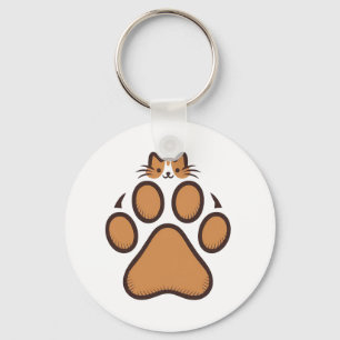 Porte-clés Cachet de chat mignon en Empreinte de patte - Illu