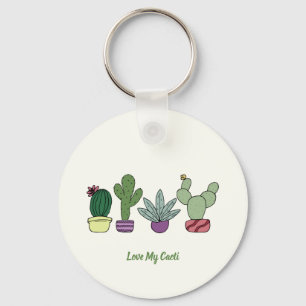 Porte-clés Cactus mignons Pots Plantes Aimer Mes Cactus