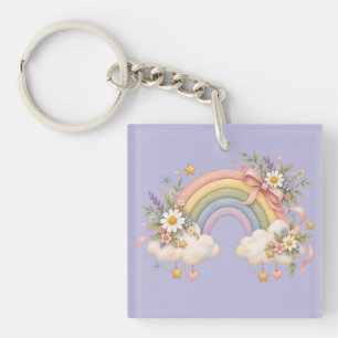 Porte-clés Cadeau Arc-en-ciel à l'aquarelle – Nuage Charmant