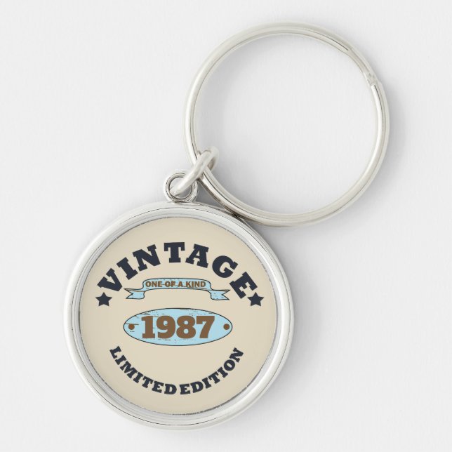 Porte-clés Cadeau d'anniversaire vintage personnalisé (Devant)