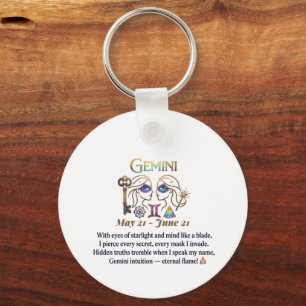 Porte-clés Cadeau d'art du zodiaque Gémeaux Génie