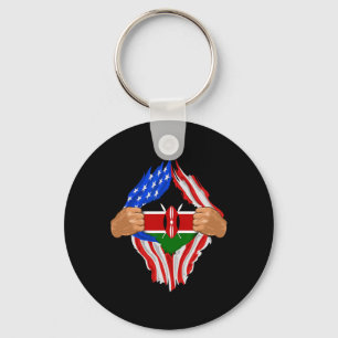 Porte-clés Cadeau de drapeau kenyan Sang kenyan en moi 