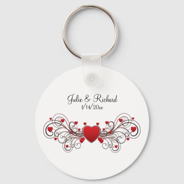 Porte-clés Cadeau de fête de mariage de coeur (Recto)