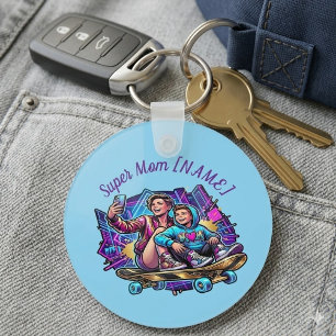 Porte-clés Cadeau de Fête des Mères Personnalisé Néon Maman F