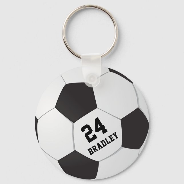 Porte-clés Cadeau de football de football | Numéro de nom per (Recto)