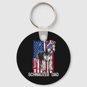 Porte-clés Cadeau de la fête des pères Mini Schnauzer Drapeau