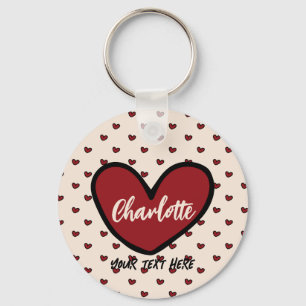Porte-clés Cadeau de monogramme avec motif de cœur rouge mign