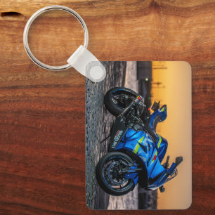 Porte-clés Cadeau de motard de moto grande moderne bleue