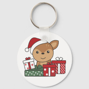 Porte-clés Cadeau de Noël de cerfs Animaux d'hiver de cerfs P